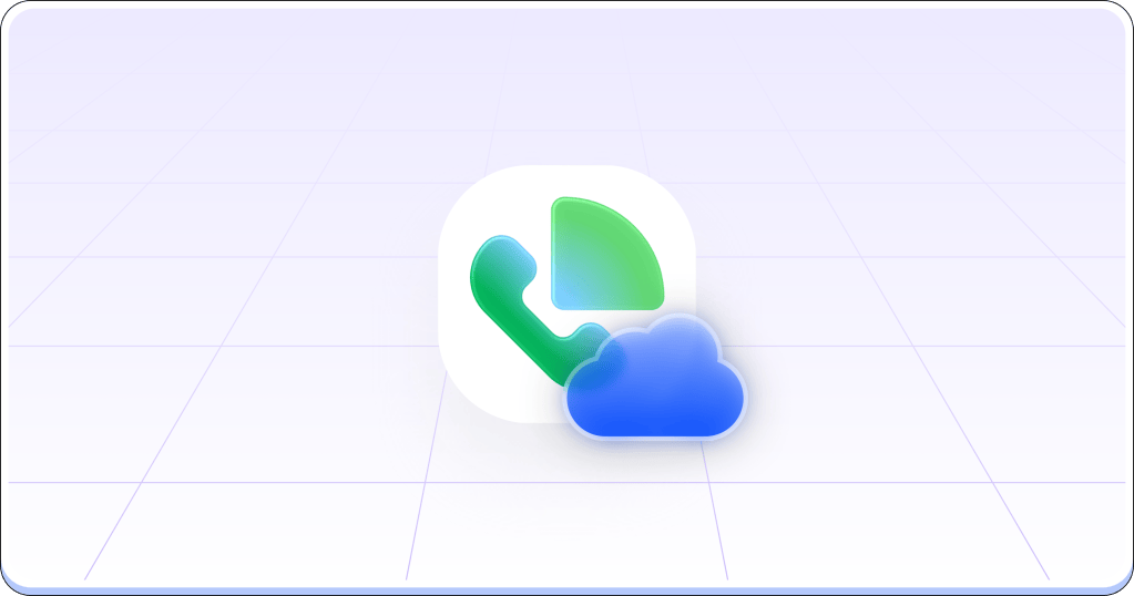 Icon featuring a phone and cloud symbol, representing cloud calling or telecommunication services.